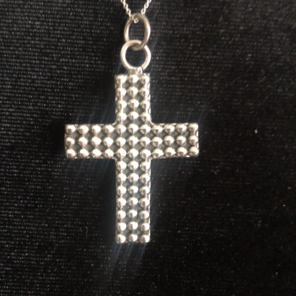 LARGE Vintage 925 Sterling Silver Cross Pendant - Picture 1 of 8